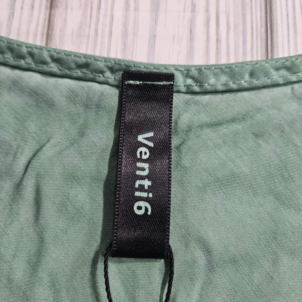 Venti6 Blouse Womens Small Green Lace V Neck Sleeveless Tunic Top Italy - Picture 2 of 6